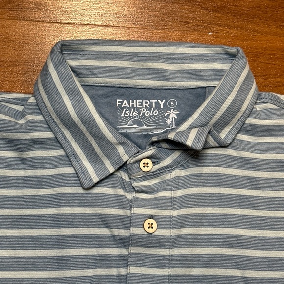 Faherty Shirt Mens Small Polo Blue Stripes Isle Polo Preppy‎ Knit Golf New - Picture 2 of 4
